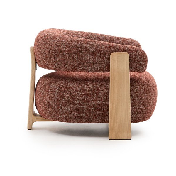 Terrakotta színű zsenília fotel Granite – Kave Home-image-3