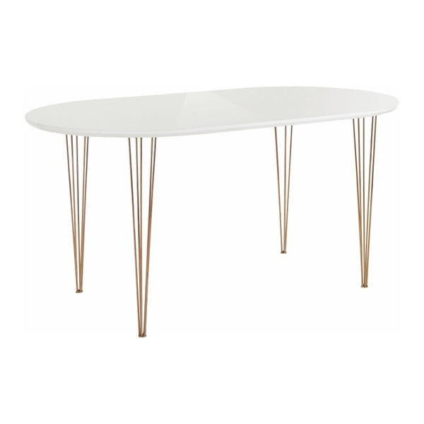 Ermelo magasfényű fehér asztal, hossza 120 cm - Støraa