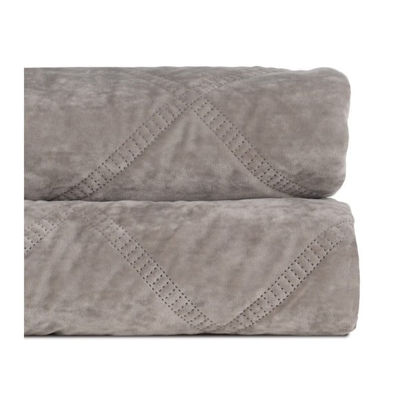 Szürke bársony steppelt ágytakaró 230x260 cm – Ixia