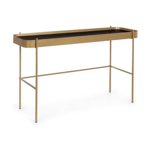 Aranyszínű konzolasztal üveg asztallappal 43x120,5 cm Rashida – Bizzotto