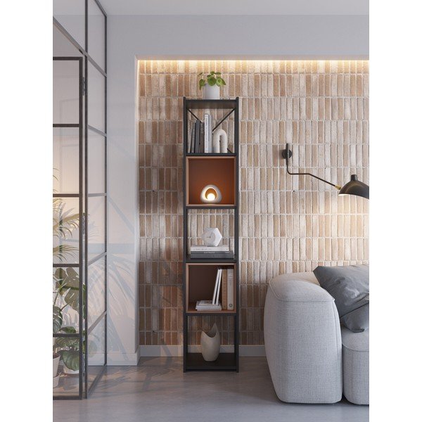 Fekete-téglavörös könyvespolc 36x179 cm Anya – Marckeric-image-1