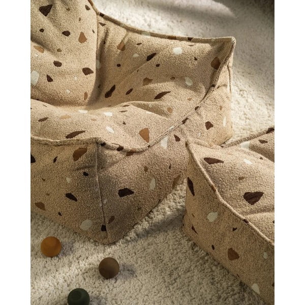 Világosbarna buklé-zsenília gyerek babzsákfotel Terrazzo Square – Wigiwama-image-4