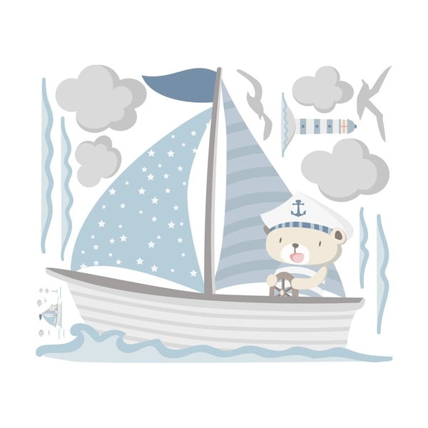 Captain Teddy gyerek kék falmatrica - Ambiance-image-3