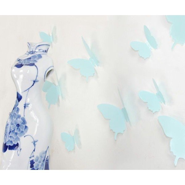 Butterflies 12 db-os türkiz 3D falmatrica szett - Ambiance-image-1