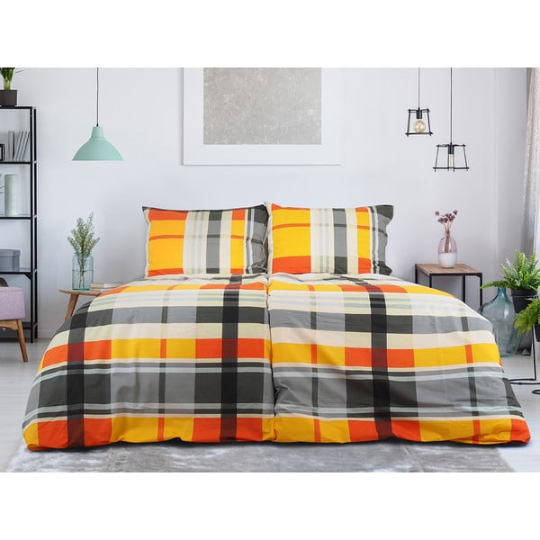 Narancssárga egyszemélyes krepp ágyneműhuzat 140x200 cm Orabge Kube – B.E.S.