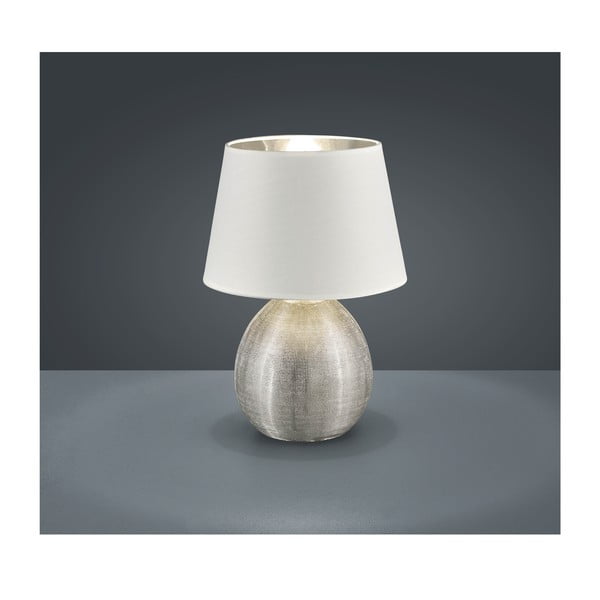 Luxor fehér kerámia-szövet asztali lámpa, magasság 35 cm - Reality-image-1