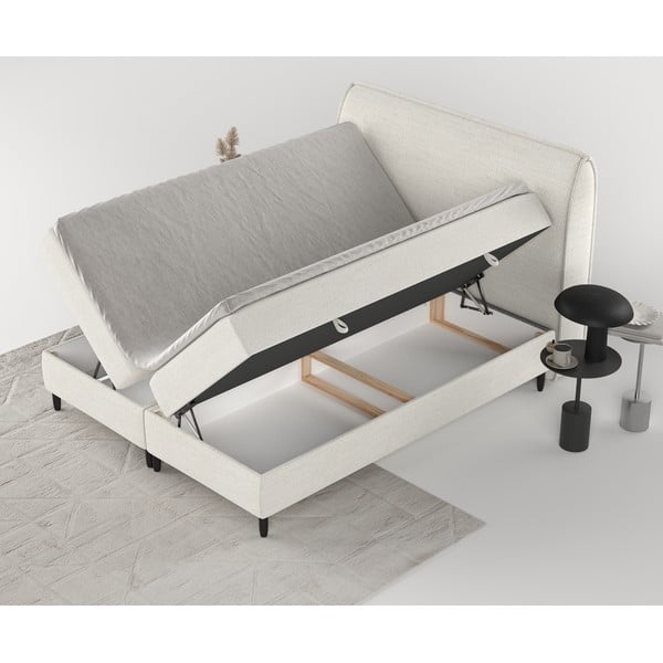 Krémszínű ágyneműtartós boxspring ágy 200x200 cm Melba – Maison de Rêve-image-3