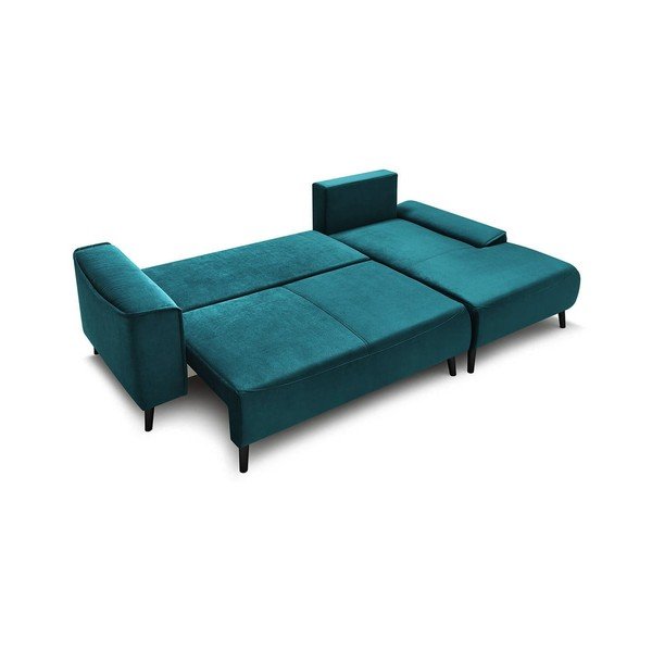 Hera Bis petróleum zöld bársony kinyitható sarokkanapé, jobb oldali - Bobochic Paris-image-3