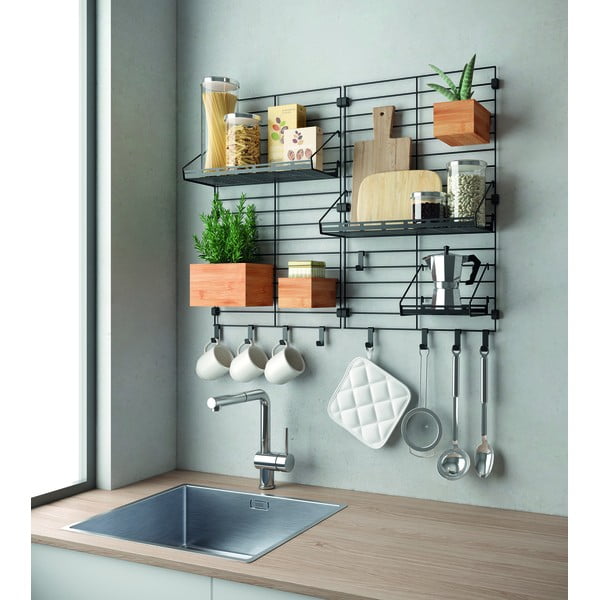 Fekete fém moduláris polcrendszer konzol Mural – Metaltex-image-4