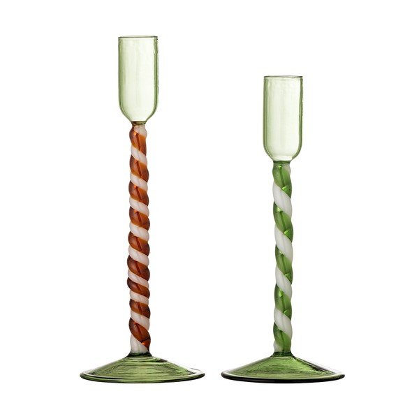 Üveg gyertyatartó készlet 2 db-os Swirlie – Bloomingville