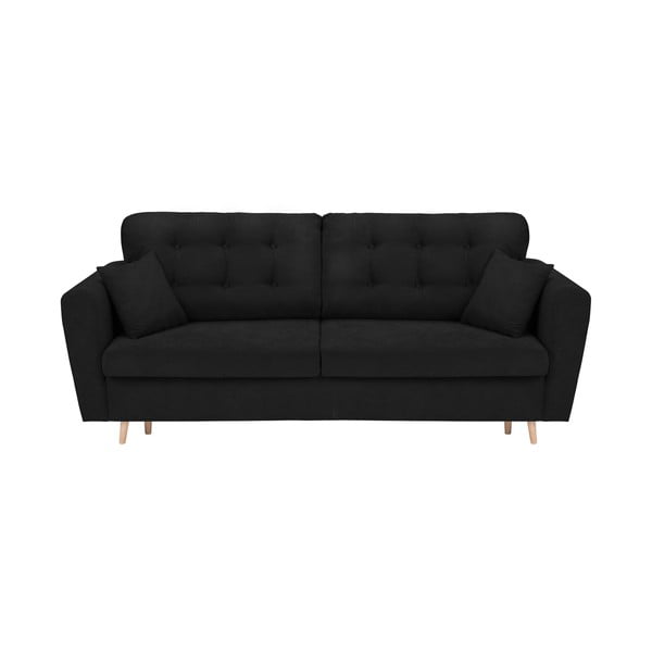 Grenoble fekete háromszemélyes kinyitható kanapé, tárolóhellyel - Cosmopolitan Design