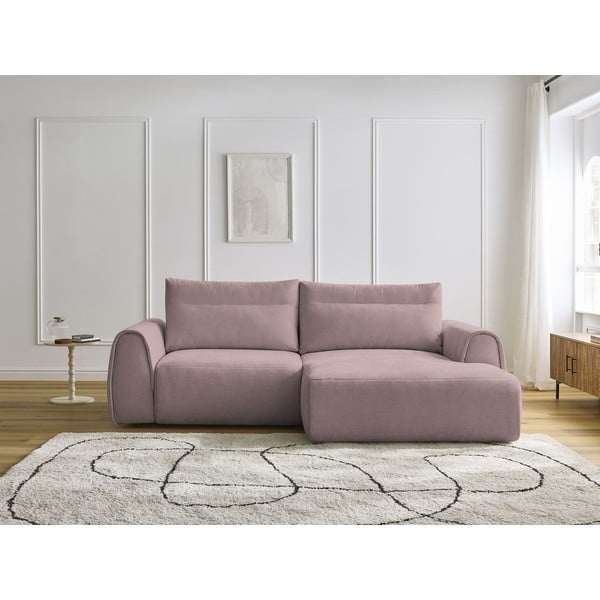 Világos rózsaszín sarokkanapé Aden – Bobochic Paris-image-1