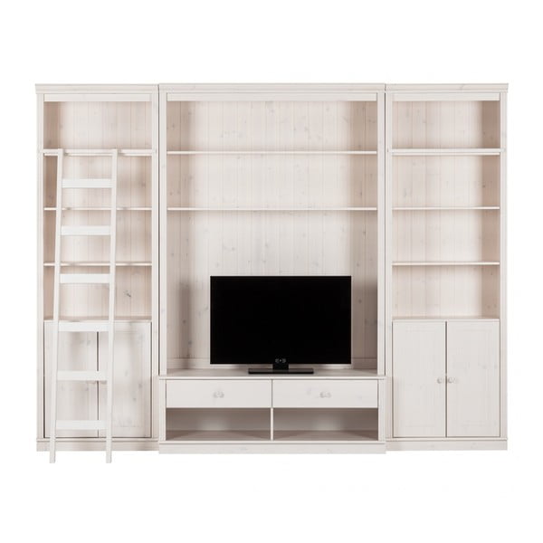 Annabelle fehér TV szekrény tömör borovi fenyőfából, szélesség 288 cm - Støraa