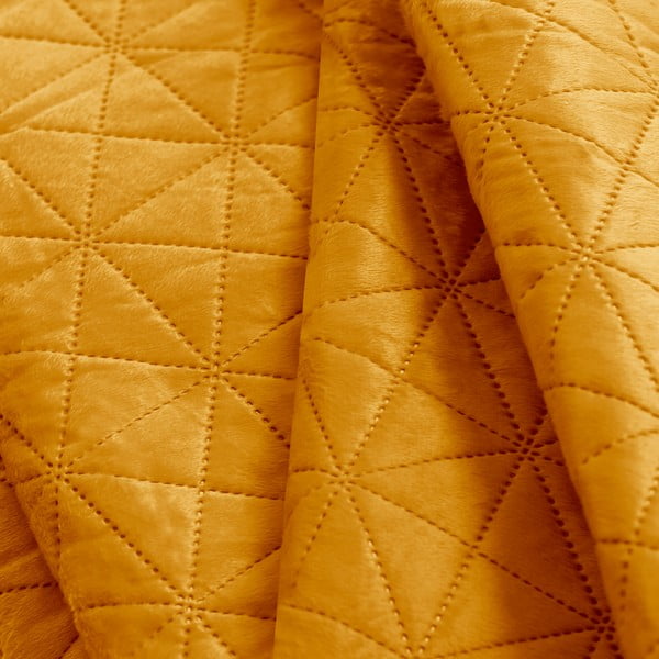 Sárga bársony steppelt ágytakaró 260x280 cm Laila – AmeliaHome-image-3