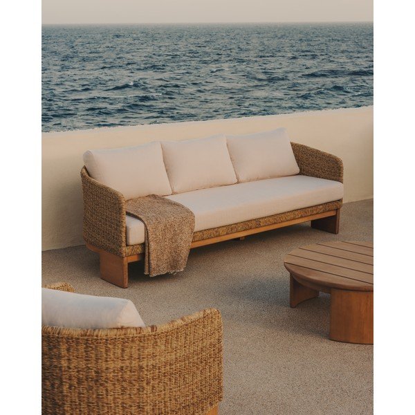 Bézs-natúr színű műrattan kerti kanapé Xoriguer – Kave Home-image-1