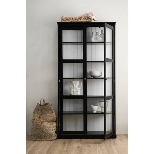 Fekete MDF tálalószekrény 98x193x34 cm Wilma – Ellos Home-image-1