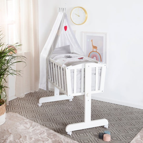 Fehér gurulós baldachinos bölcső 40x90 cm Adam & Eule – Roba-image-1