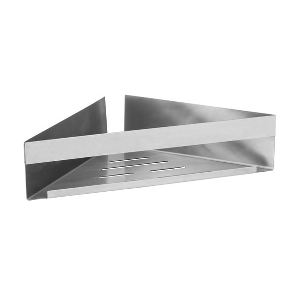 Matt ezüstszínű sarok öntapadós rozsdamentes acél fürdőszobai polc Genova – Wenko-image-1