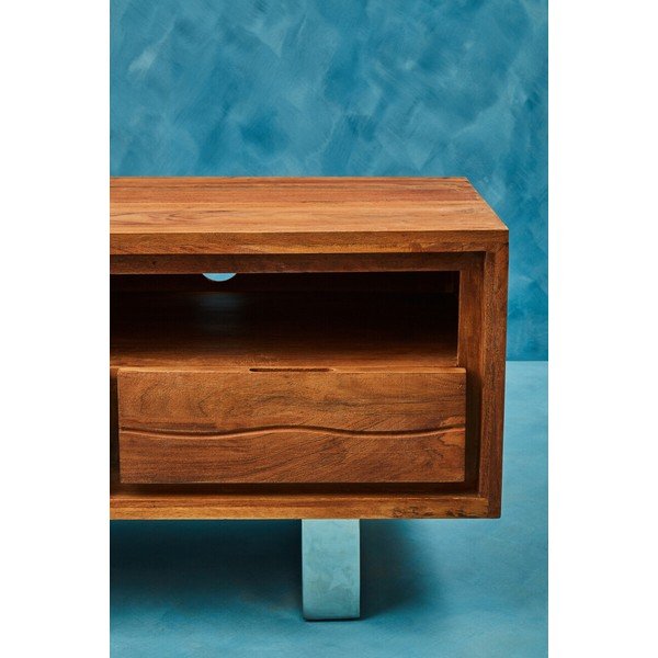 Sötét natúr színű akácfa TV-állvány 140x52x50 cm Simla – Premier Housewares-image-3