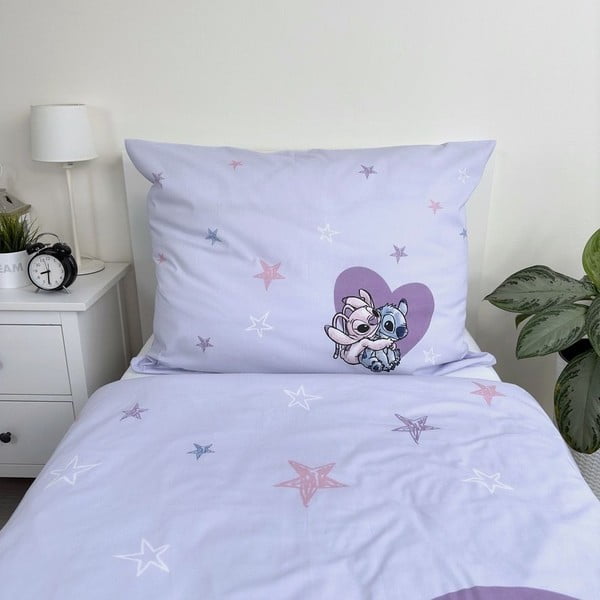 Egyszemélyes pamut gyerek ágyneműhuzat 140x200 cm  Lilo and Stitch "Heart" – Jerry Fabrics-image-4