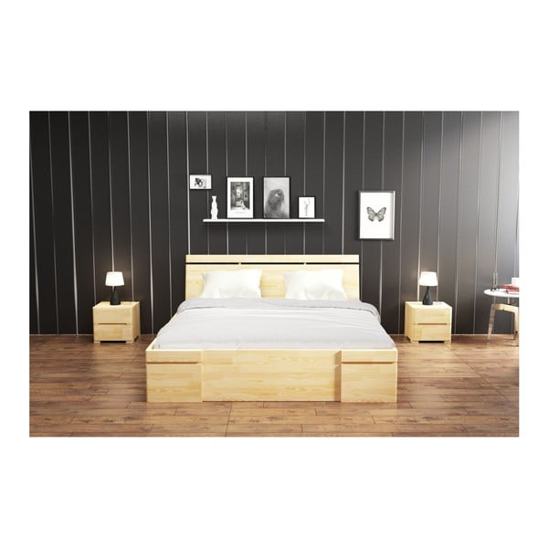 Sparta Maxi kétszemélyes ágy fiókkal, borovi fenyőből, 140 x 200 cm - Skandica-image-4
