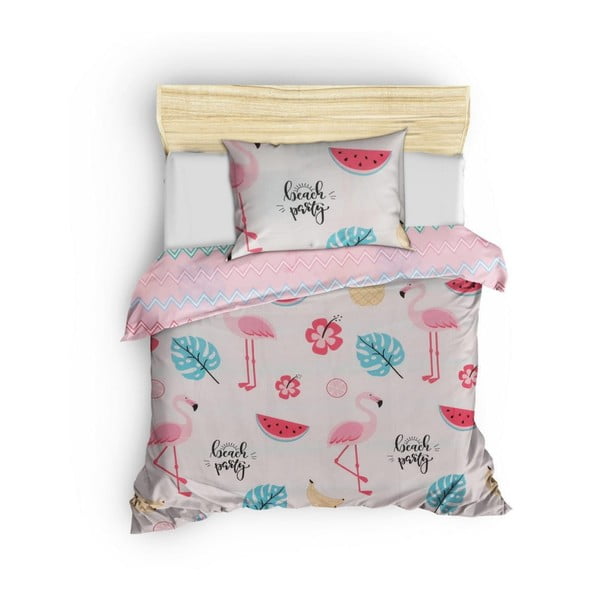 Fehér-rózsaszín egyszemélyes gyerek ágyneműhuzat 140x200 cm Kokteyl – Mijolnir-image-3
