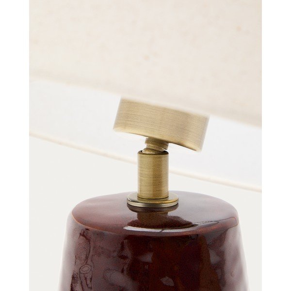 Piros-fehér asztali lámpa textil búrával (magasság 49 cm) Drava – Kave Home-image-3