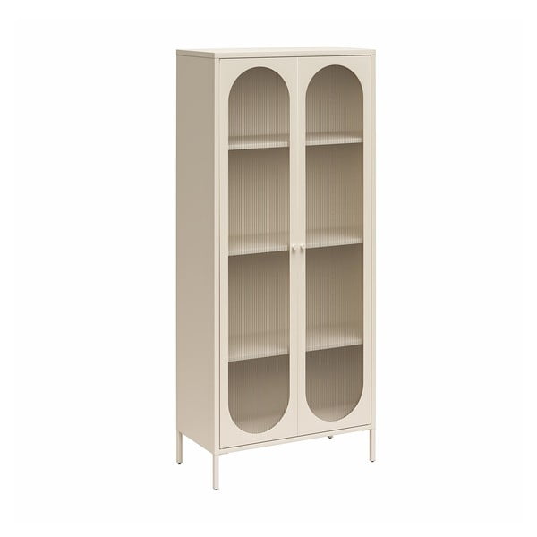 Krémszínű fém tálalószekrény 80x186x40 cm Luna – Støraa-image-2