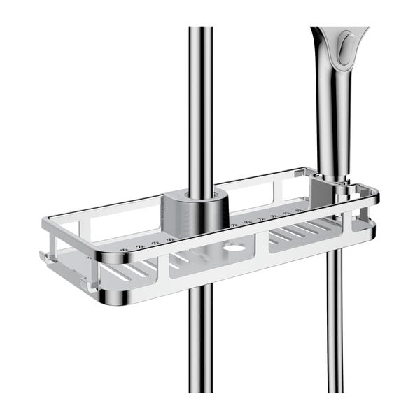 Fényes ezüstszínű öntapadós műanyag fürdőszobai polc Libertà – Wenko-image-2