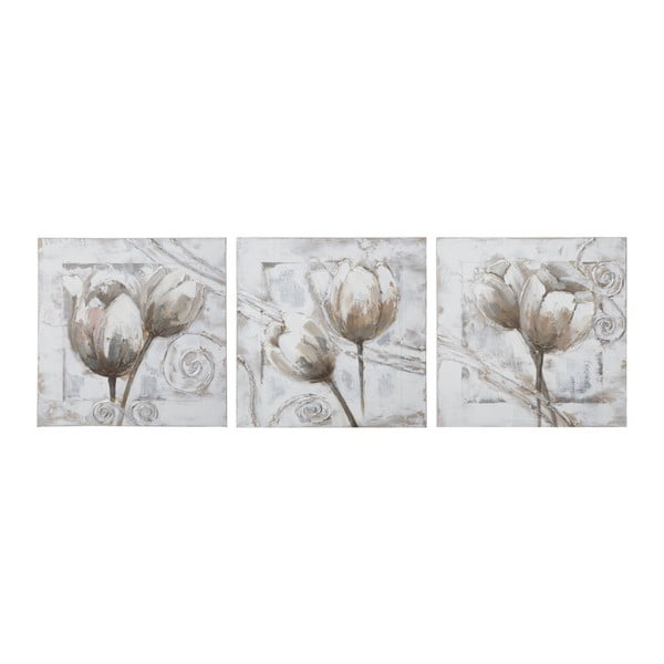 Tulips többrészes festmény fenyőfa kerettel, 150 x 50 cm - Mauro Ferretti