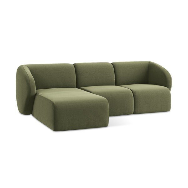 Zöld bársony sarokkanapé (bal oldali-heverő résszel) Lani – Makamii-image-4