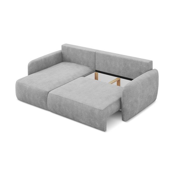Világosszürke zsenília kinyitható-tárolóhelyes sarokkanapé (bal oldali-heverő résszel) Lilo – Makamii-image-3