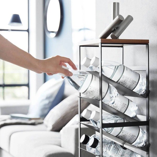 Fekete fém bortartó polcos állvány, palackok száma 16 20x88,5x19 cm Tower – YAMAZAKI-image-3