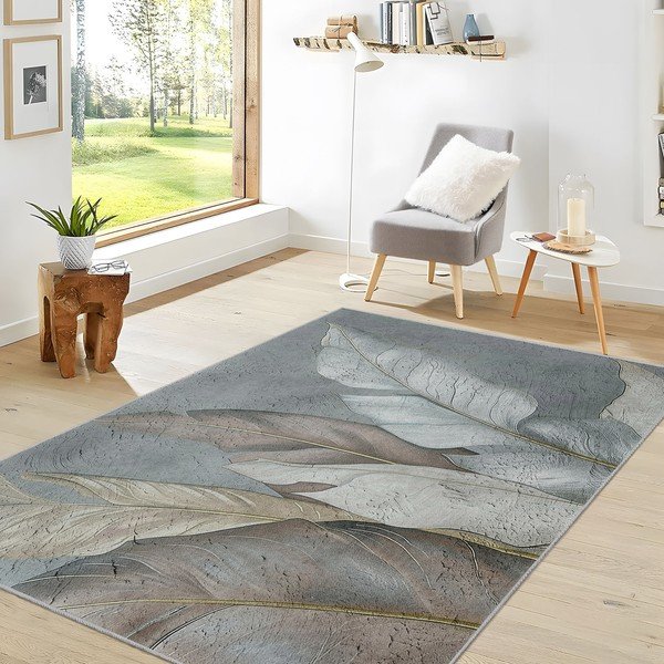 Zöld-szürke mosható szőnyeg 80x150 cm Dusty Leaves – Mila Home-image-4