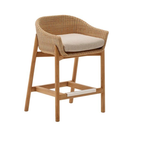 Natúr színű párnázott-rattan kerti bárszék Galea – Kave Home