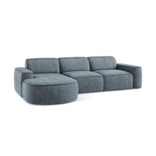 Szürkéskék zsenília sarokkanapé (bal oldali-heverő résszel) Omao – Makamii-image-4