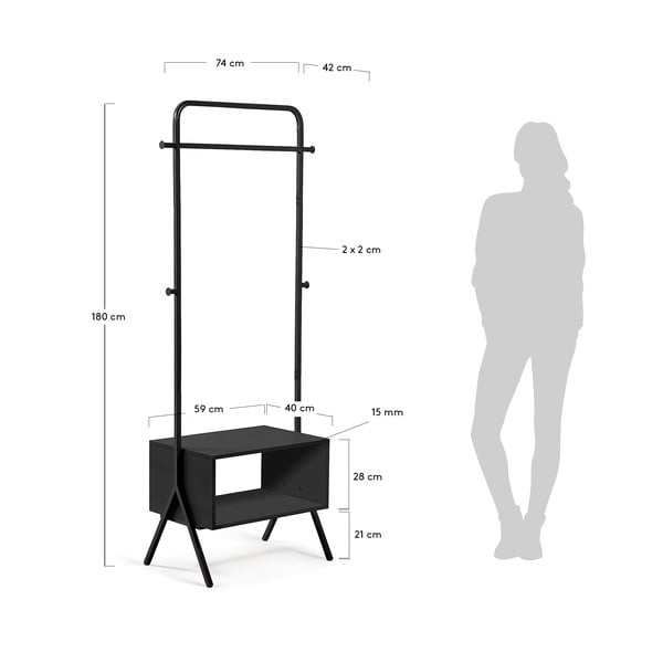 Bently fekete fém ruhatartó állvány - Kave Home-image-4