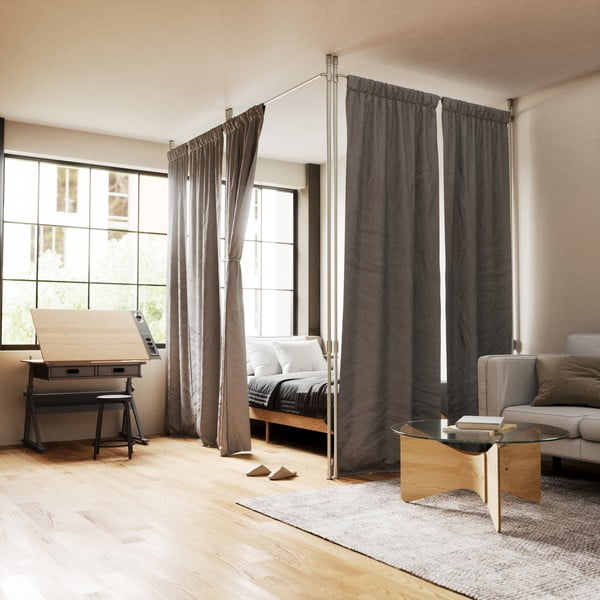 Ezüstszínű acél függönyelválasztó keret Anywhere – Umbra-image-1