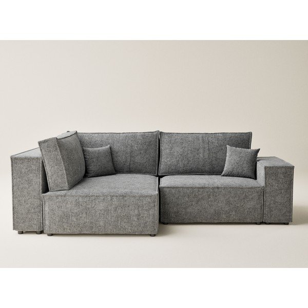 Szürke zsenília kinyitható-tárolóhelyes sarokkanapé (bal oldali-L alakú) Tonga – Maison de Rêve-image-2