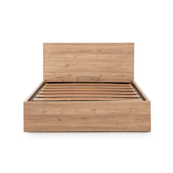 Natúr színű franciaágy tárolóhellyel, ágyráccsal 160x200 cm Kronos – Marckeric-image-2