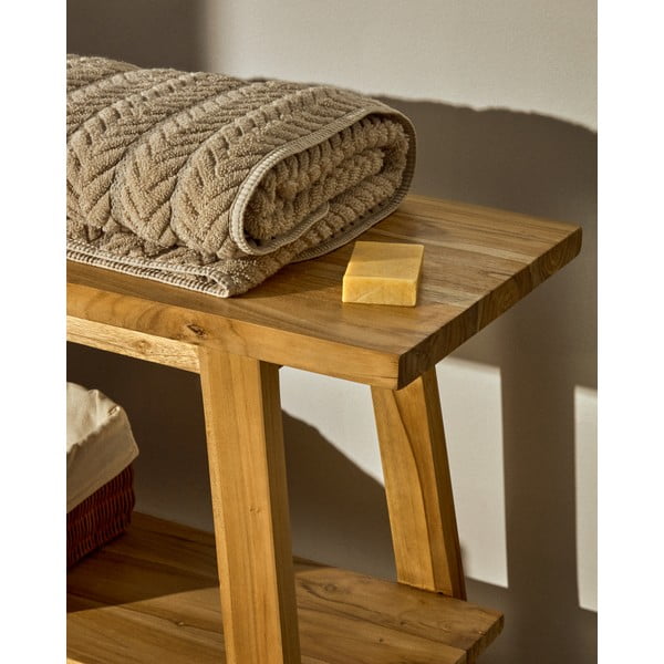 Bézs frottír pamut fürdőlepedő 90x150 cm Rune – Kave Home-image-1