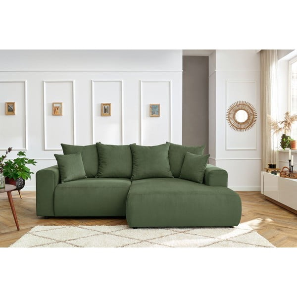 Zöld bársony sarokkanapé Enjoy – Bobochic Paris-image-1