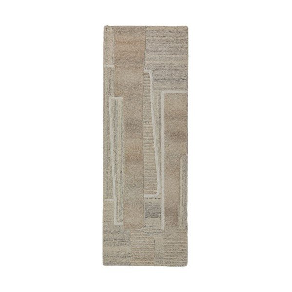 Szürkésbézs kézi szövésű gyapjú futószőnyeg 80x300 cm Lira  – Flair Rugs