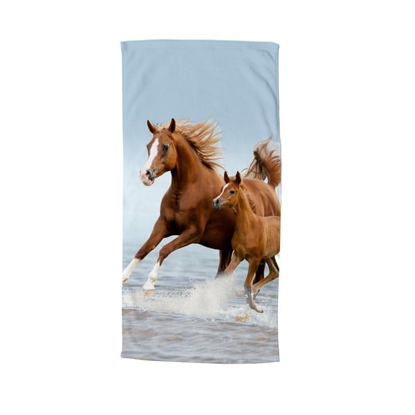 Kék-barna gyerek bársony strandtörölköző 75x150 cm Free – Good Morning