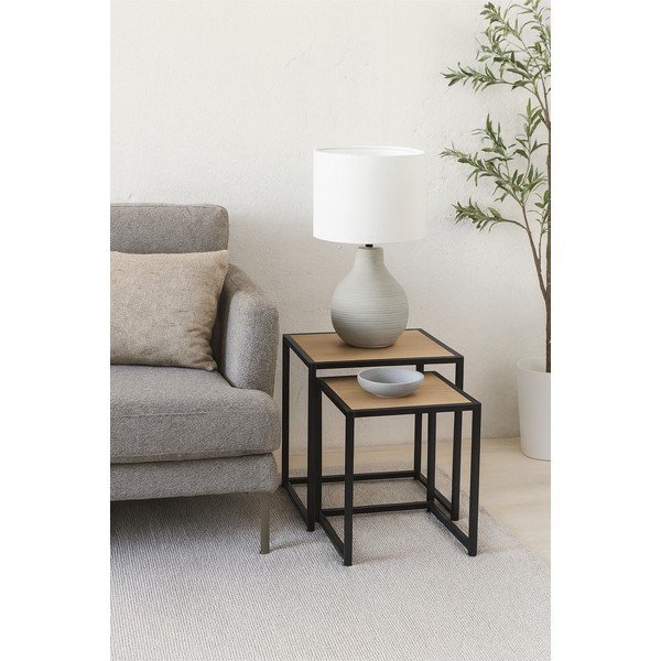 Tárolóasztal szett tölgyfa dekorral 2 db-os  38x38 cm Noah – Bonami Essentials-image-1