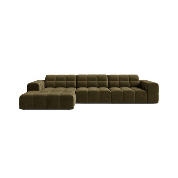 Khaki bársony sarokkanapé (bal oldali-heverő résszel) Chicago – Cosmopolitan Design