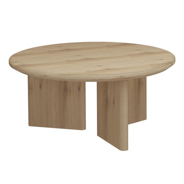 Natúr színű kerek dohányzóasztal tölgyfa dekoros asztallappal ø 80 cm Chatham – Støraa-image-3