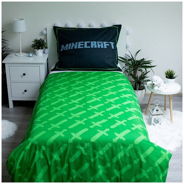Egyszemélyes pamut gyerek ágyneműhuzat 140x200 cm Minecraft Survival Mode – Jerry Fabrics-image-2