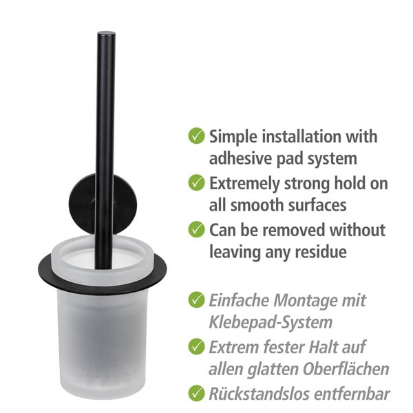 Matt fekete öntapadós üveg WC-kefe Bivio – Wenko-image-4