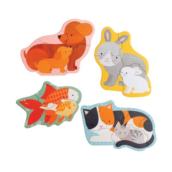 Pets 4 részes gyermek puzzle újrahasznosított papírból, növényi festékkel - Petit collage